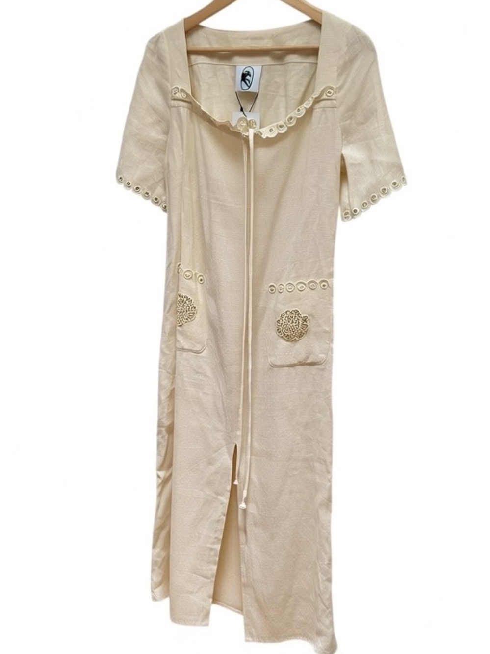 Sleeper Sofia Broderie Anglaise-trimmed Linen Midi Dress - Picture 7 of 16